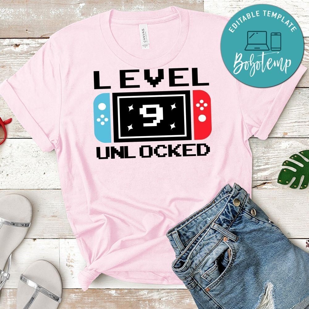 Level Unlocked Gamer Custom Age Birthday Shirt for Men
