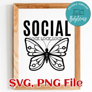 Social Butterfly SVG PNG file template