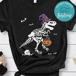 Halloween Pumpkin Dinosaur T Shirt Gift for Kids Boys Girls