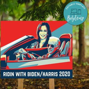 Ridin with Biden and Harris 2020 Political Yard Lawn Sign Digital File Printable Instant Download