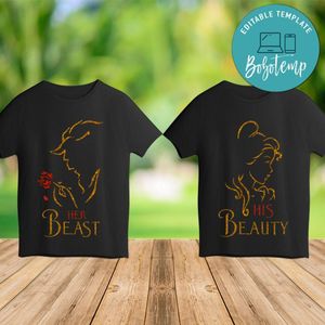 Her Beast His Beauty Shirt PNG files Printable Instant Download