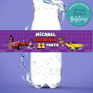 Freaknik Bottle Label Template to Print at Home Instant Download