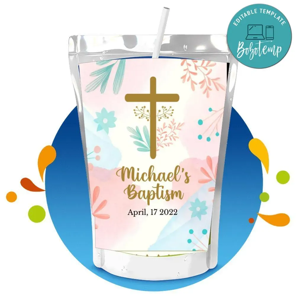 Baptism Capri Sun Labels Digital File Printable | Bobotemp Shop