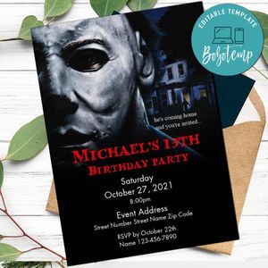 Horror Invitation Customizable Template to print at home Instant Download