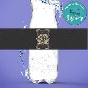 Rock and Roll Birthday Water Bottle Label Template to Print at Home Instant Download