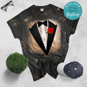 Skeleton Tuxedo Halloween Bleached T-Shirt