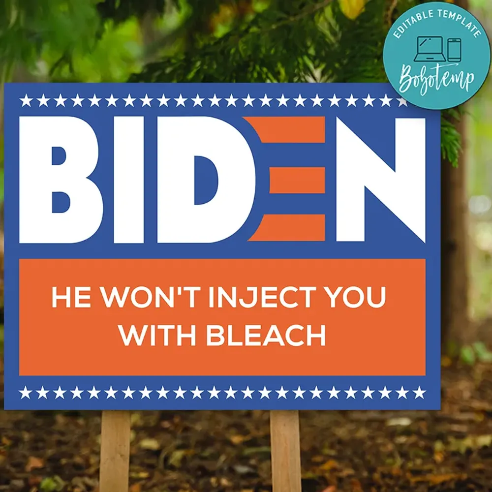 Joe Biden Funny Anti Trump 2020 Yard Sign Digital File Printable Bobotemp