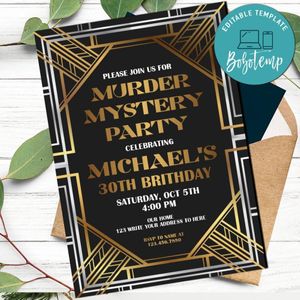 Murder mystery Dinner Party Invitation Customizable Template to print at home Instant Download