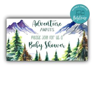 Adventure Awaits Baby Shower Facebook Event Photo Customizable Template Instant Download