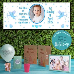First Holy Communion Day Banner Customizable Template Instant Download