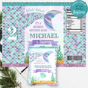 Mermaid tail Birthday Chip Bag Digital File Instant Download