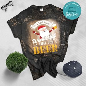 It's The Most Wonderful Time For A Beer SANTA Bleached T-Shirt