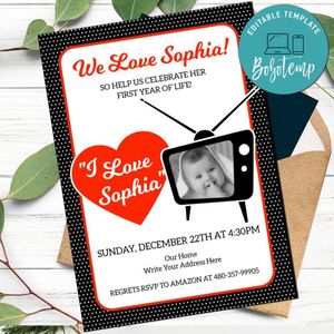 I Love Lucy Invitation Template to Print at Home Instant Download