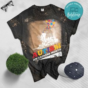 Autism puzzle train Bleached Shirt