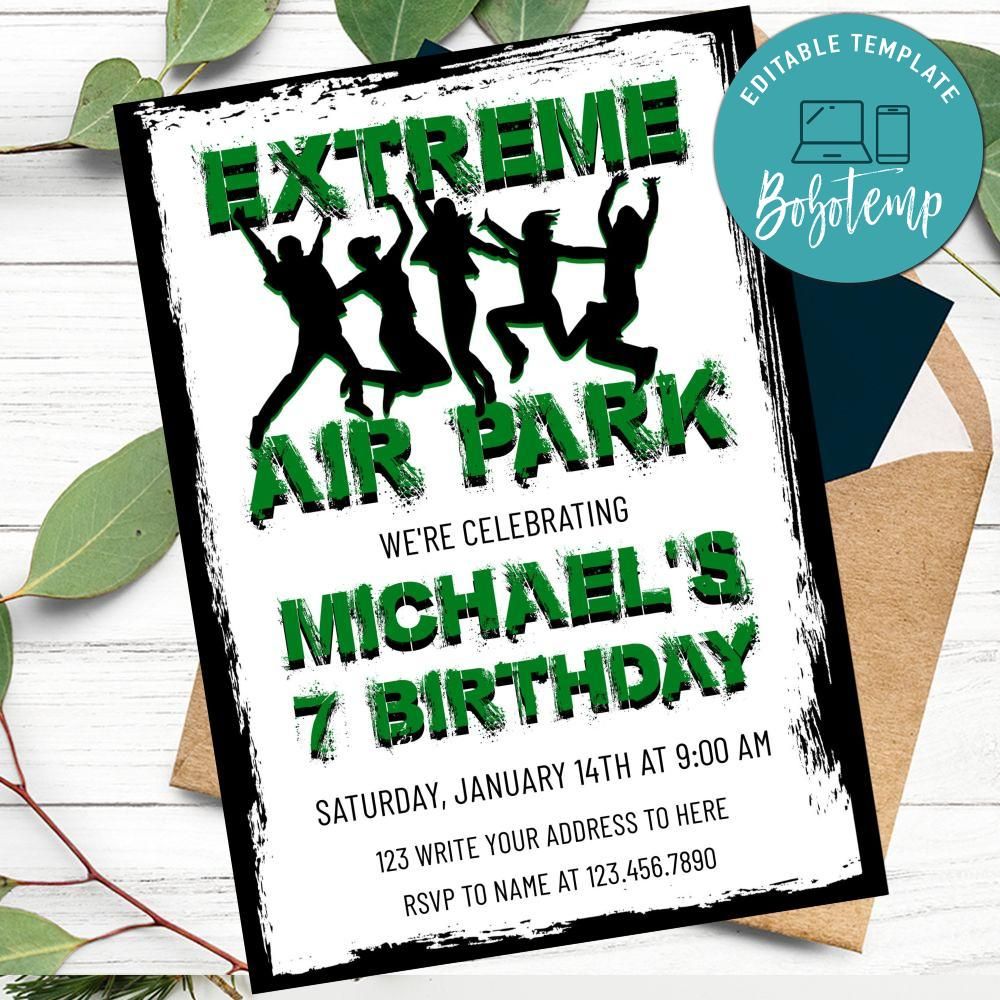 Extreme air park Invitation Customizable Template DIY | Bobotemp