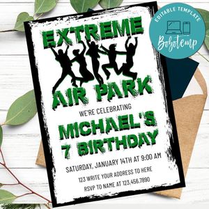Extreme air park Invitation Customizable Template Instant Download