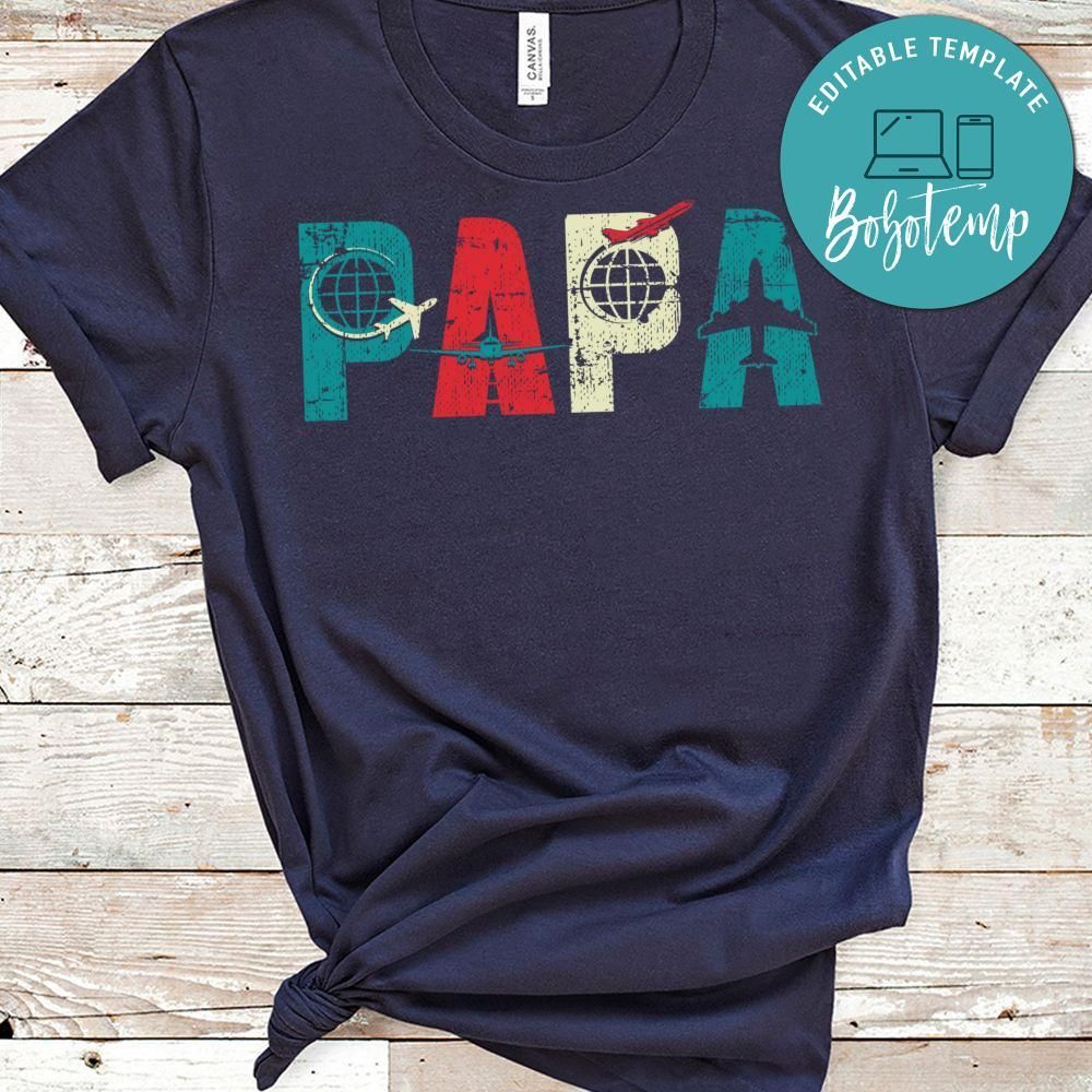 Mens Papa Pilot Funny Dad Aviation Flying Airplane Lovers Gift Shirt