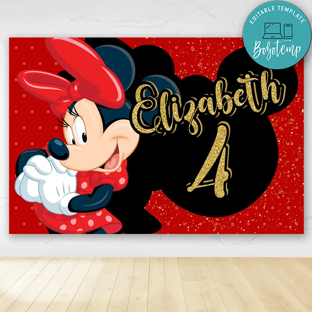 Minnie Mouse Birthday Party Banner Backdrop Printable DIY | Bobotemp
