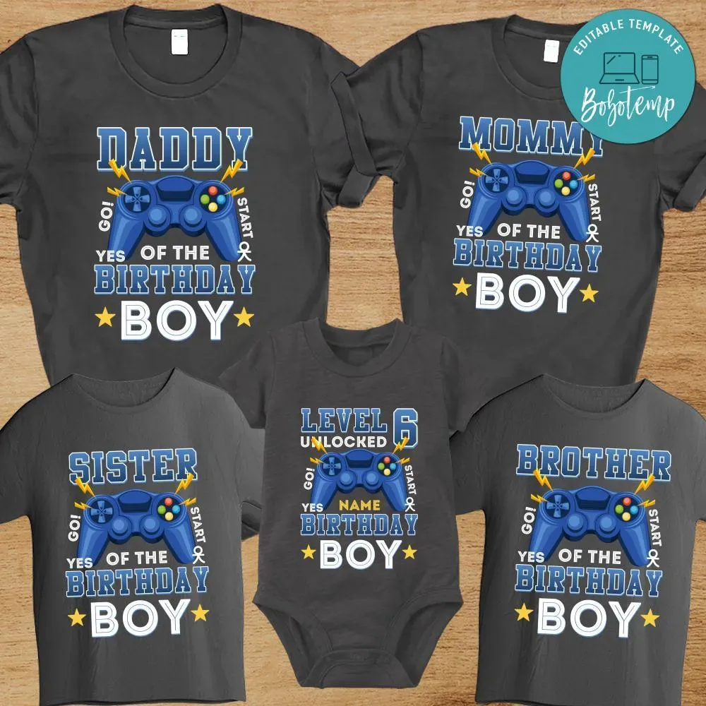 Gamer Family Birthday Boy TShirt Bobotemp