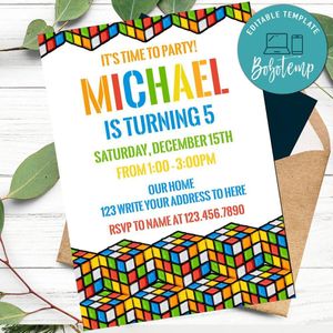 Rubik's cube Invitation Customizable Template Instant Download