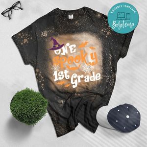 One spooky 1st grade Halloween Kids Bleached T-Shirt