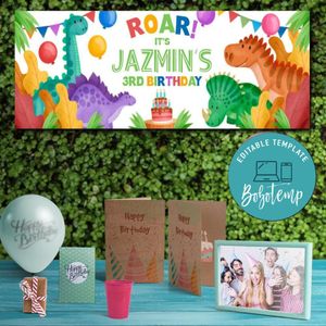 Dinosaur Birthday Party Banner Printable Instant Download