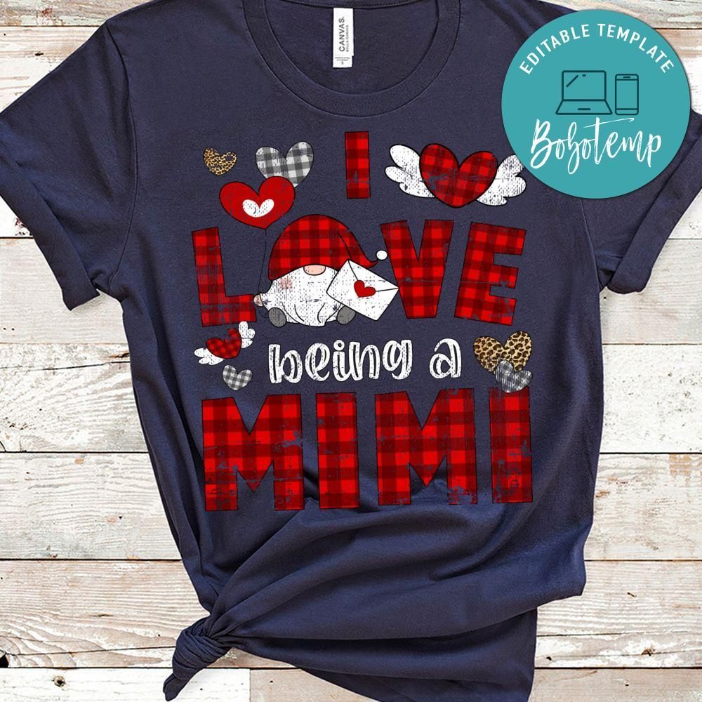 I love being a mimi gnomes red Plaid heart Valentines day Shirt