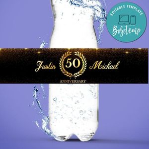 Anniversary Water Bottle Label Template to Print at Home Instant Download