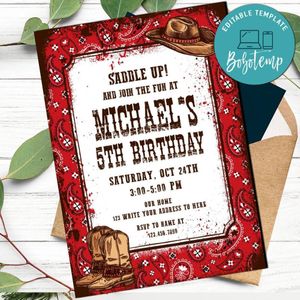 Bandanas Invitation Customizable Template Instant Download