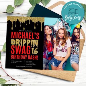 Swag 16 Invitation With Photo Customizable Template to Print at Home Instant Download