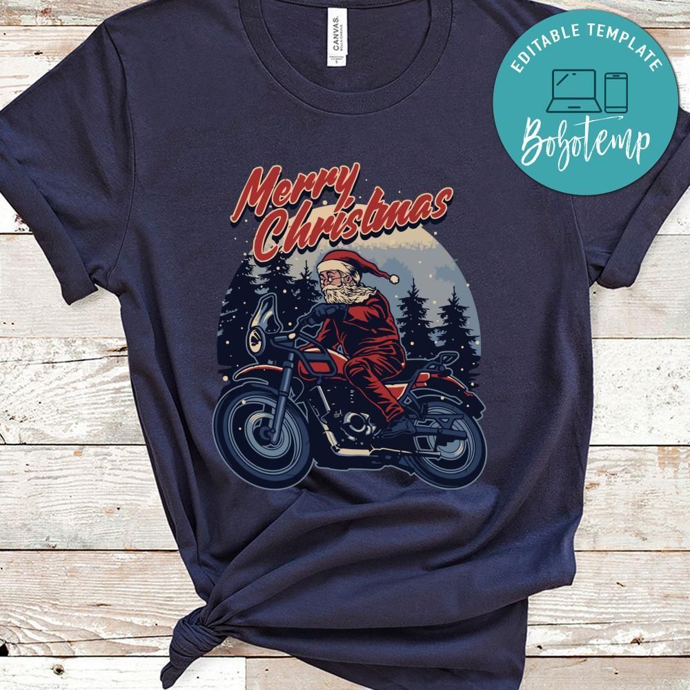 Xmas Shirt, Merry Christmas, Santa Claus Riding On Motorbike Shirt