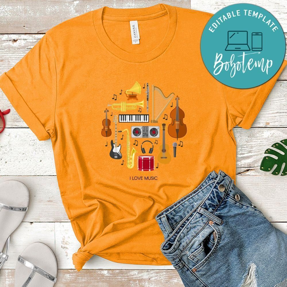 I Love Music Circle Music Instruments Shirt