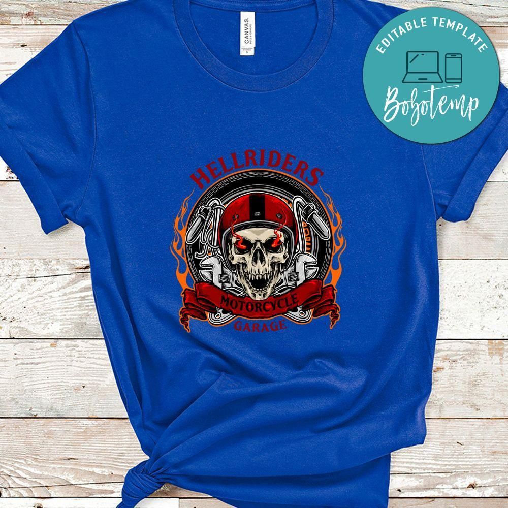 Skull Biker Hellriders Motorcycle Garage Shirt