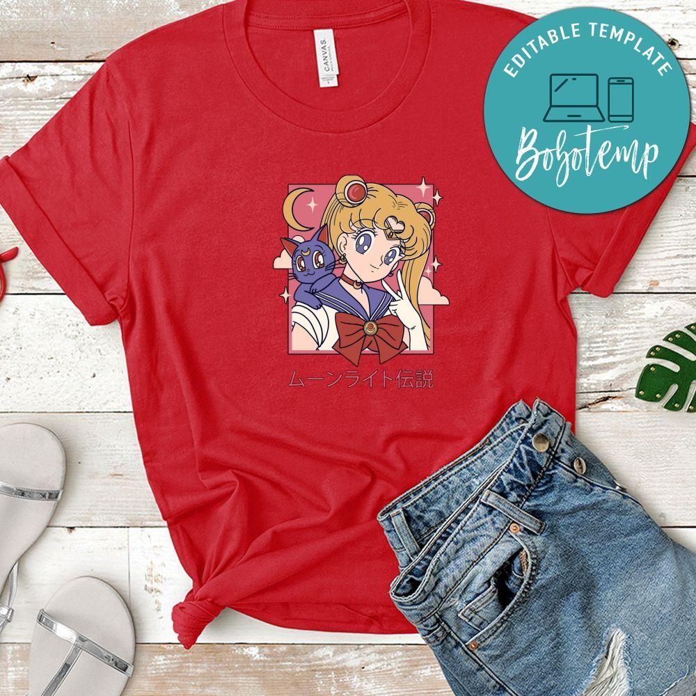 Sailor Moon With Cat Shirt, Anime Shirt