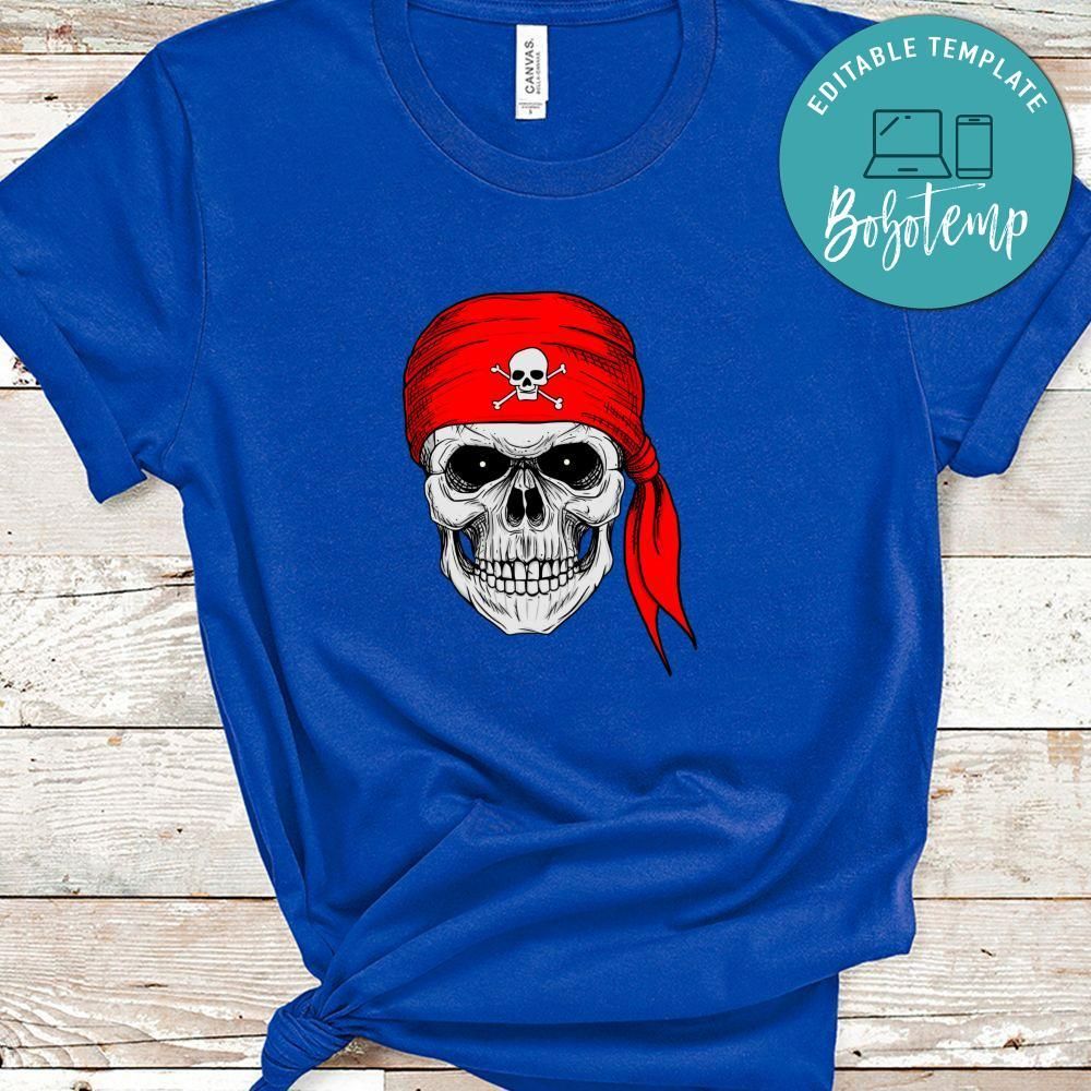 Pirate Skull With Red Bandana Shirt