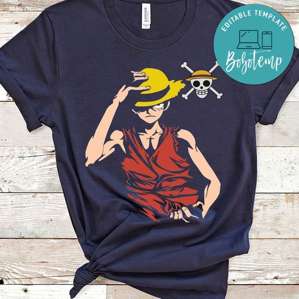 One Piece Pirates Monkey D. Luffy Silhouette One Piece Skull Head  Shirt