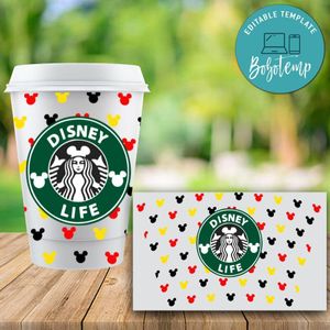 Starbucks Wrap Mickey Color PNG File template Instant Download