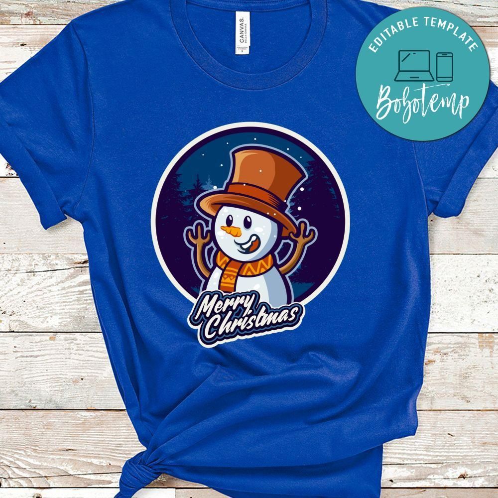 Xmas Shirt, Smiley Snowman In Merry Christmas Shirt