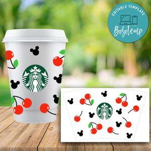 Starbucks Wrap Fruits Cherry Pattern PNG File template Instant Download