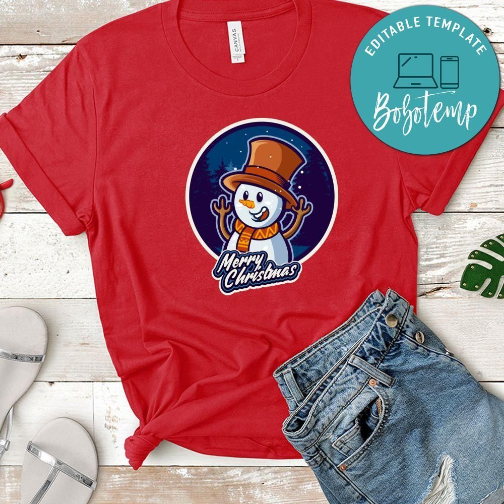 Smiley Snowman In Merry Christmas Shirt