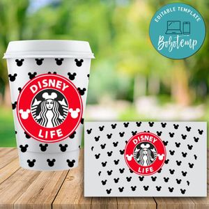 Starbucks Wrap Mickey Pattern Black PNG File template Instant Download