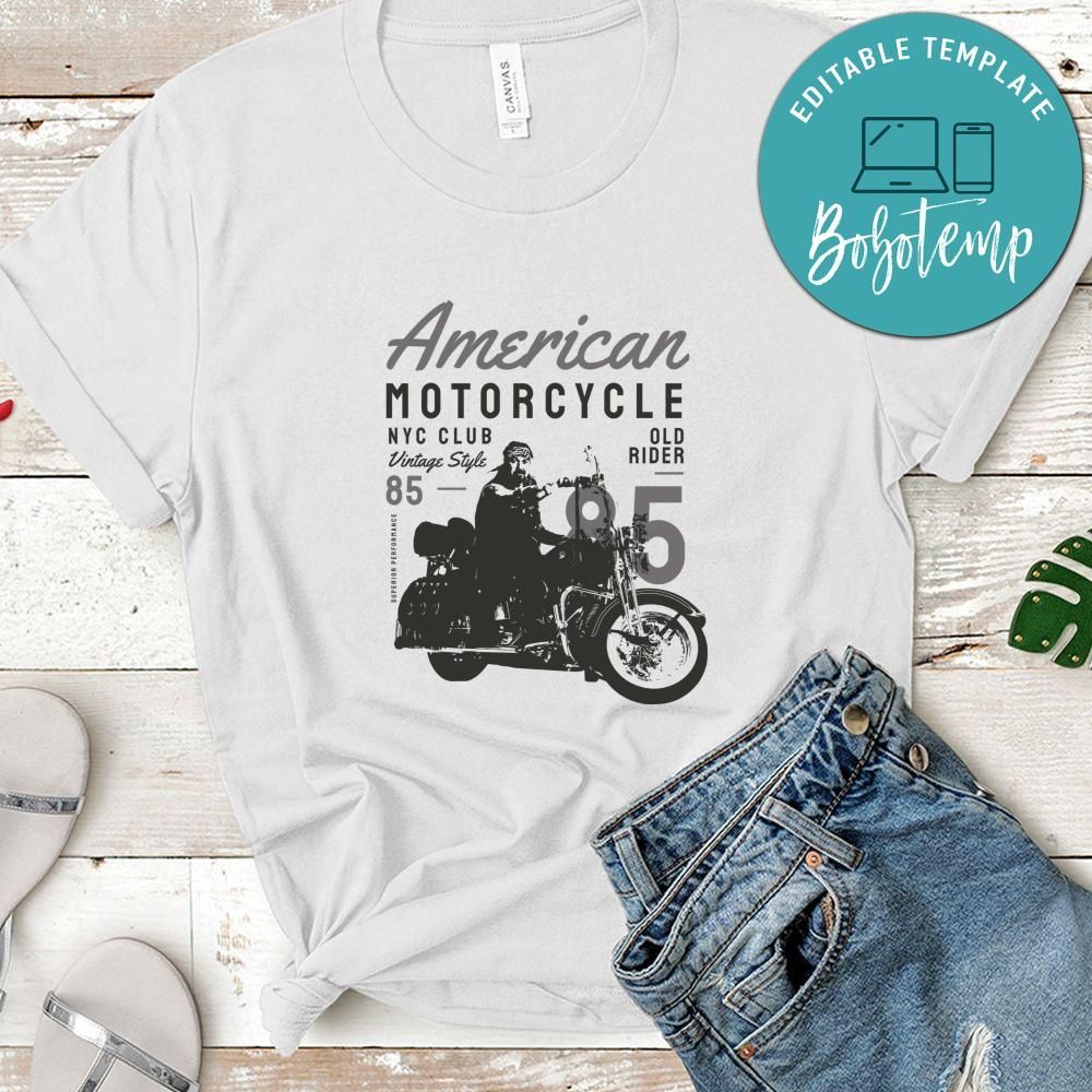 American Motorcycle NYC Club Old Rider Vintage Style Shirt