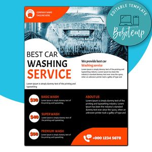 Car Washing Services Flyer Template Instant Download
