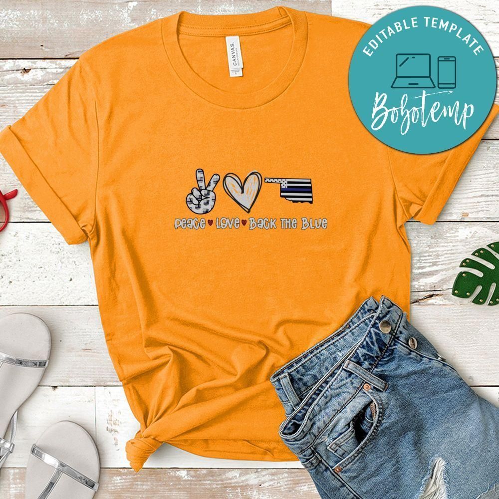 Oklahoma Back the Blue Peace Heart Love Shirt