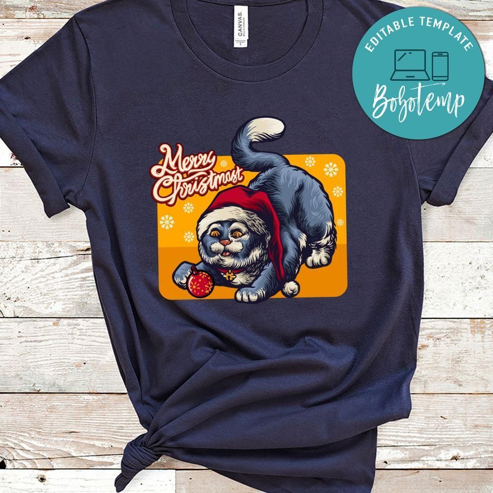 Xmas Shirt, Merry Christmas, Christmas Cute Cat At Red Santa's Hat Shirt