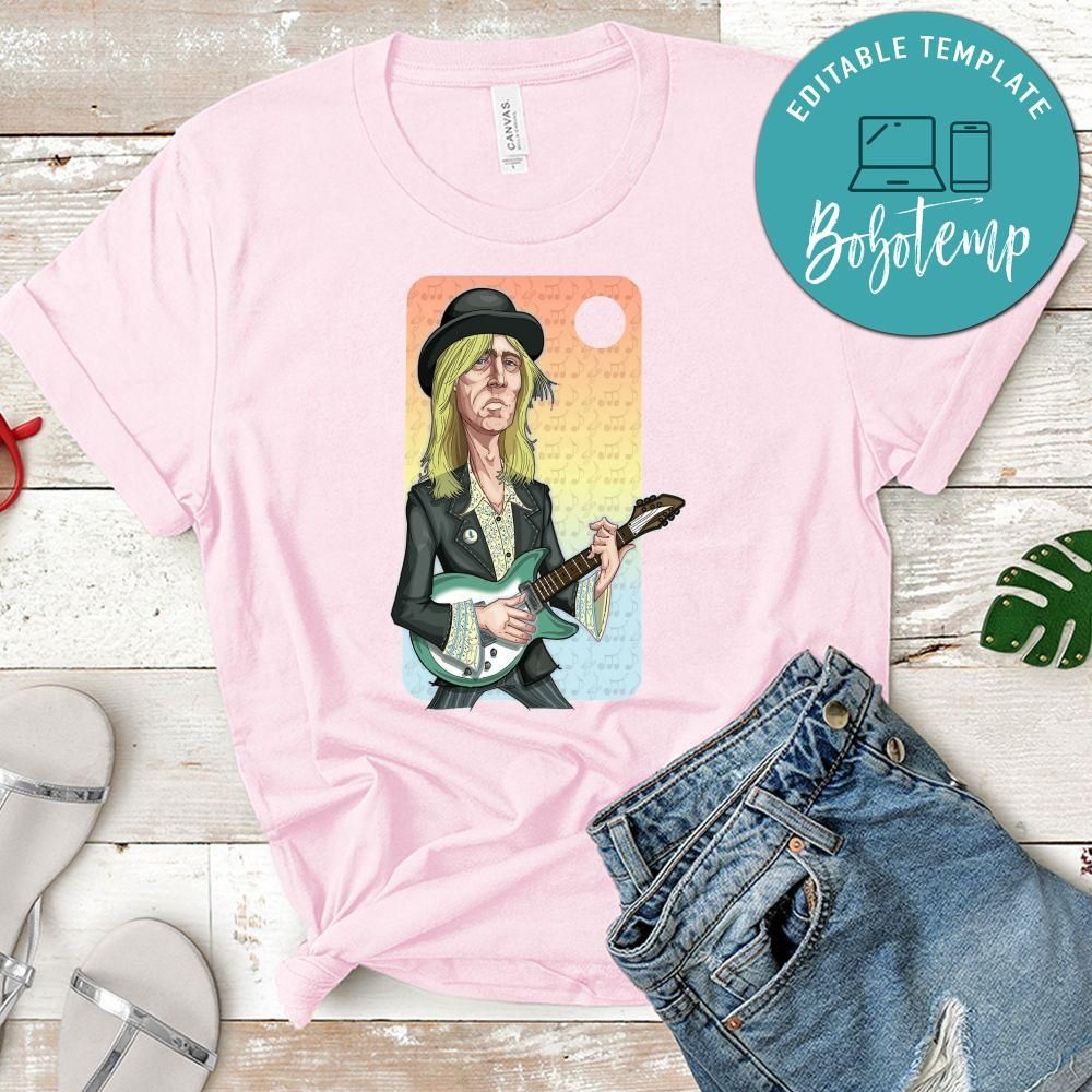 Funny Tom Petty With Guiltar White Shirt