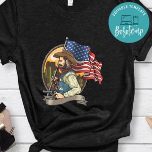 Cowboy, Sheriff With An American Flag Shirt