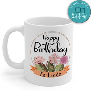 Personalized Happy Birthday To You With Flower Gift Mug