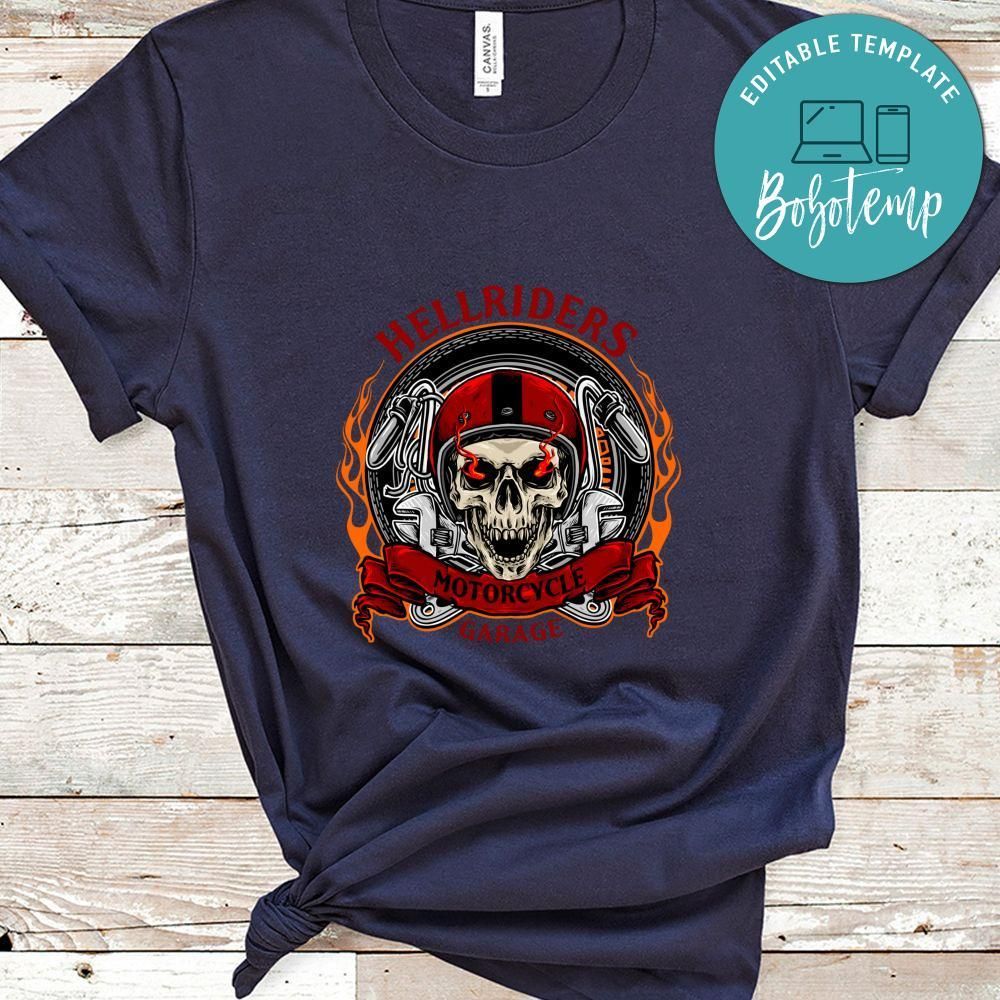 Skull Biker Hellriders Motorcycle Garage Shirt