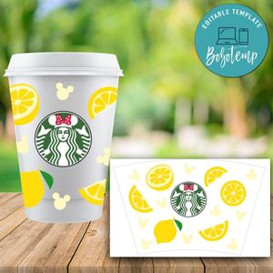Starbucks Wrap Fruits Lemon Pattern PNG File template Instant Download